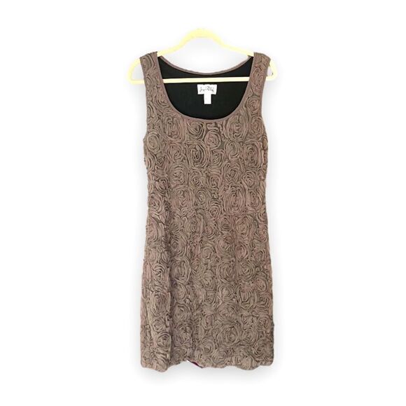 JOSEPH RIBKOFF | Floral Texture Mesh Taupe Mini Dress (12) - Picture 1 of 6